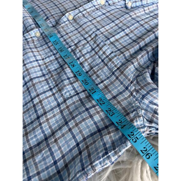 Vineyard Vines Men's Check Linen Classic Fit Linen Button Shirt Blue Size XL - Picture 9 of 10